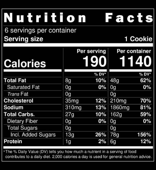 Mr. Larry – Lemon & Powdered Sugar Nutritional Label