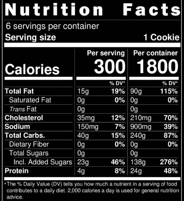 Mr. Philips – Chocolate Chip Pecan Nutritional Label