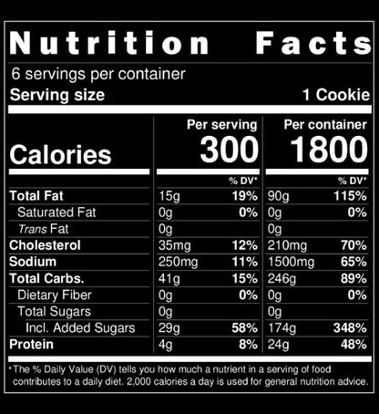 Mr. Brown – Classic Fudge Brownie Nutritional Label