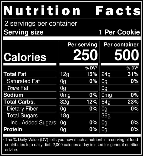 Mr. Benjamin - Gourmet Birthday Cake Cookie Nutrition Label